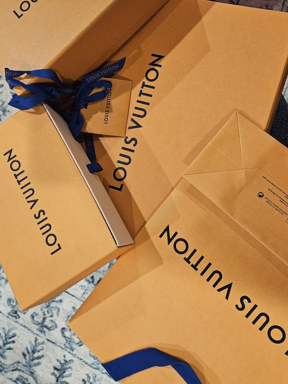 Louis Vuitton Signature Shopping Boxes & Bag - Orange with Blue